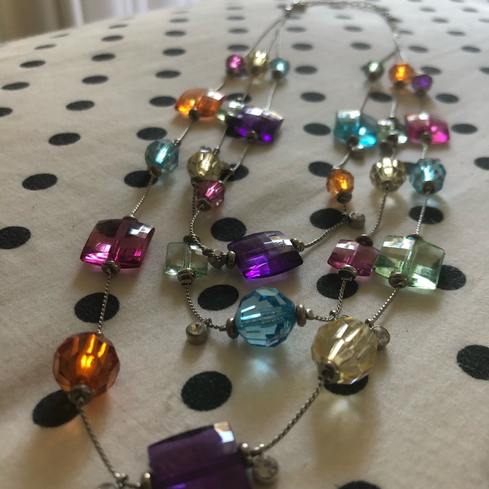 Multicolor Rainbow Three Tiered Beaded necklace